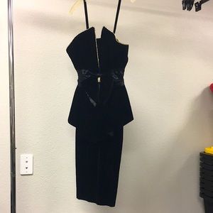 Night Way Vintage Black Black Velvet Bow Cocktail Dress 80’s